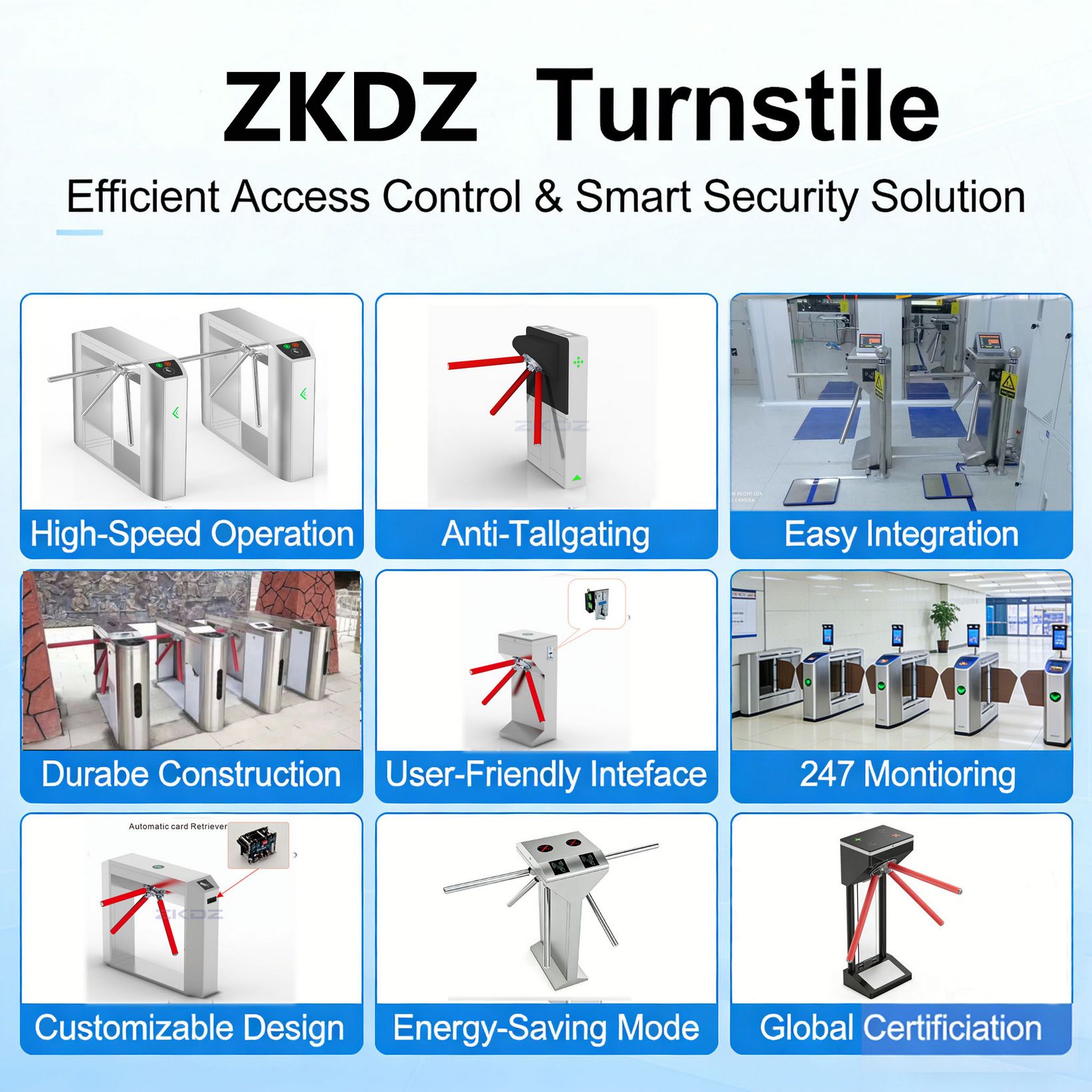 Durable stainless steel tripod turnstile gate for Singapore outdoor commercial security installations