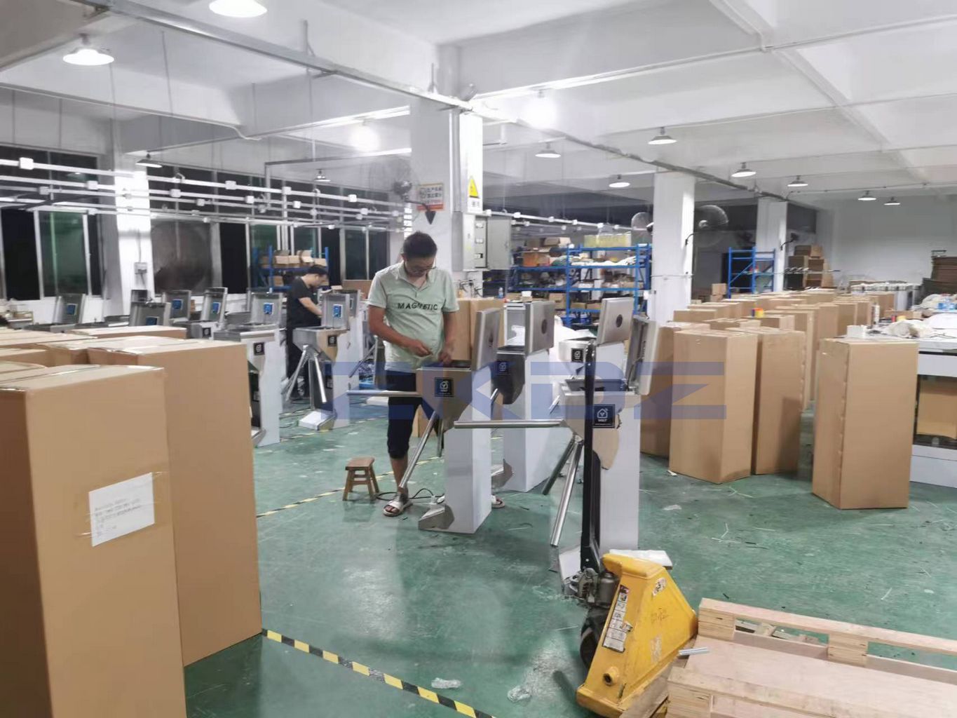 Security Access Control Hardware Installation in Commercial Office Building Corridor