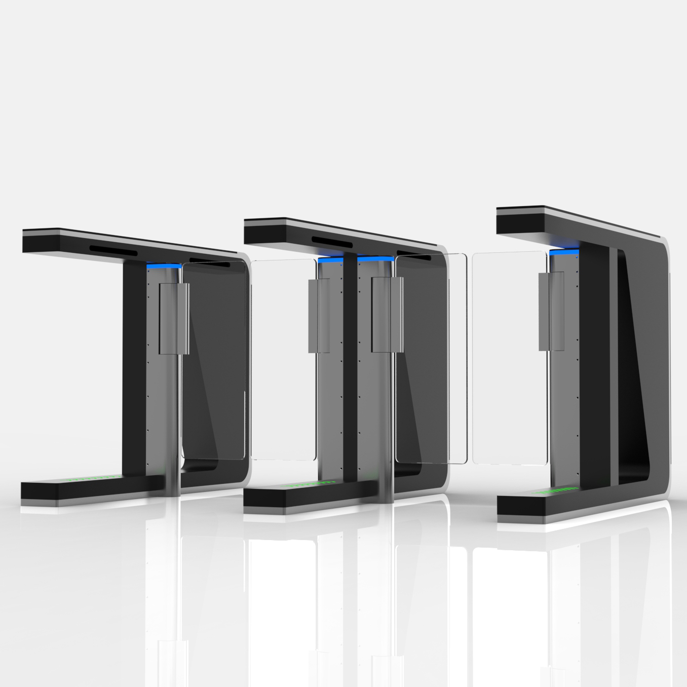Automated pedestrian gate system installed in Marina Bay financial corporate towers Singapore